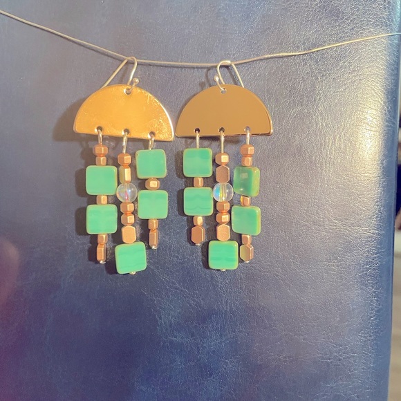 Boho Art Deco dangle earrings - Picture 2 of 2